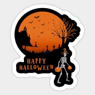 Happy Halloween Skeleton Sticker